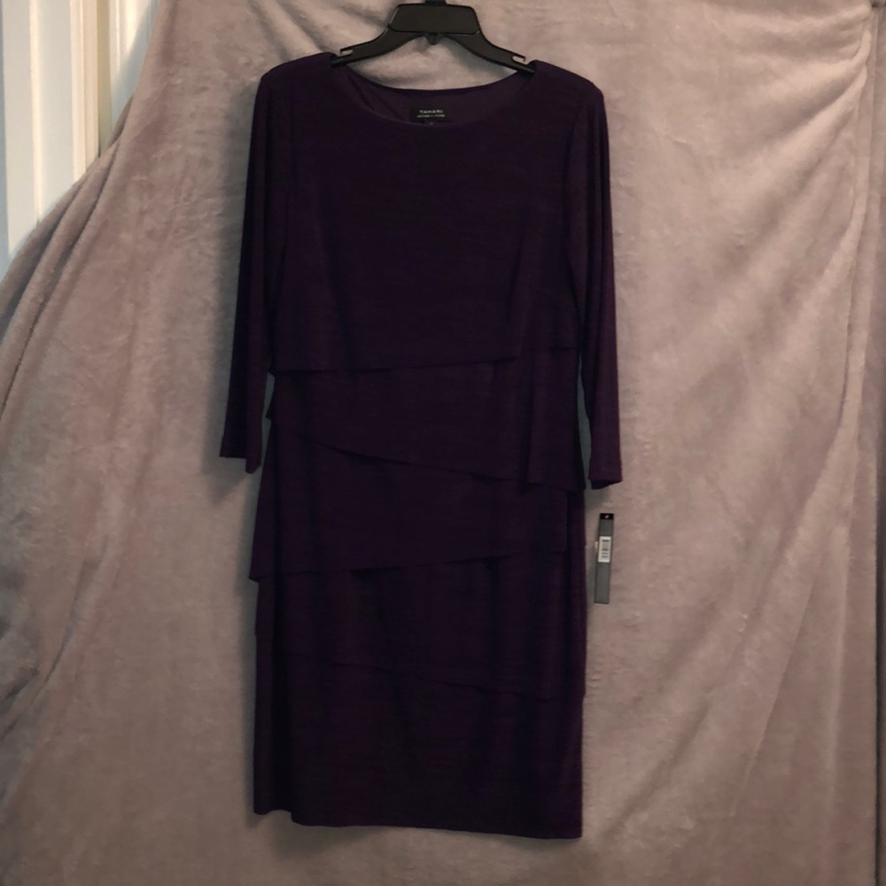 Tahari dark purple layered dress